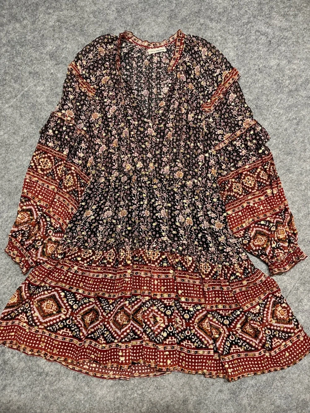 Ulla Johnson Erisa Floral Silk Georgette Metallic Mini Dress - Picture 3 of 9